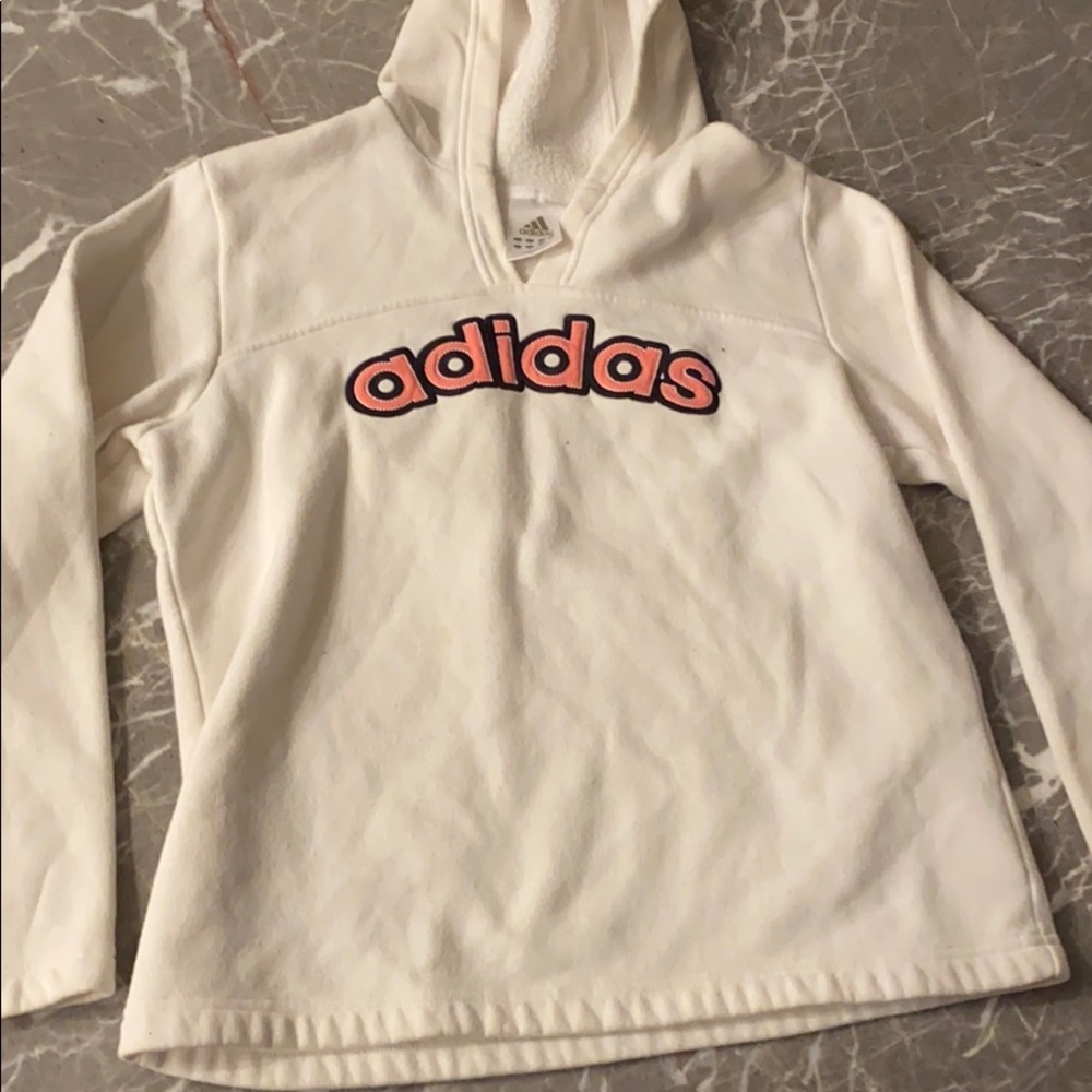 White addidas pull over sweater